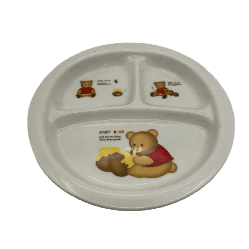 Small Ceramic Divided Child Plate Baby Bear - Image 2